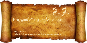 Hagymásy Füzike névjegykártya
